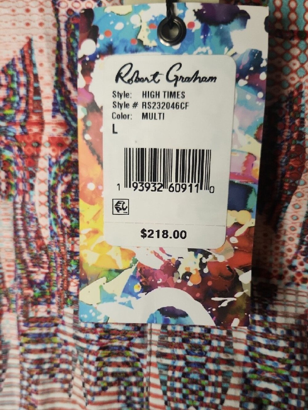 Robert Graham Men's High Times Patterned Woven Shirt - Multi Large Nwt - Picture 11 of 15